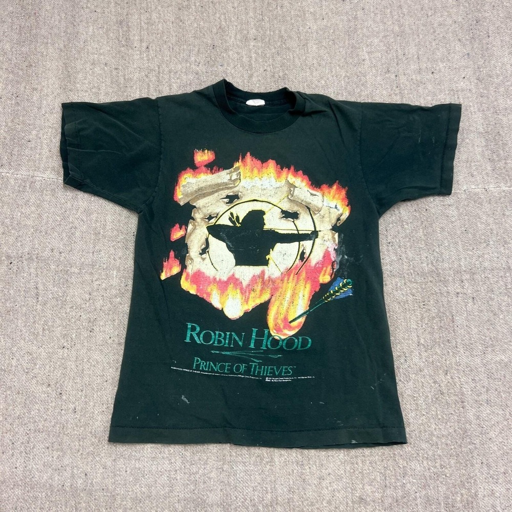 Vintage Robin Hood Shirt Mens Small Black 1990s Prince Of Thieves